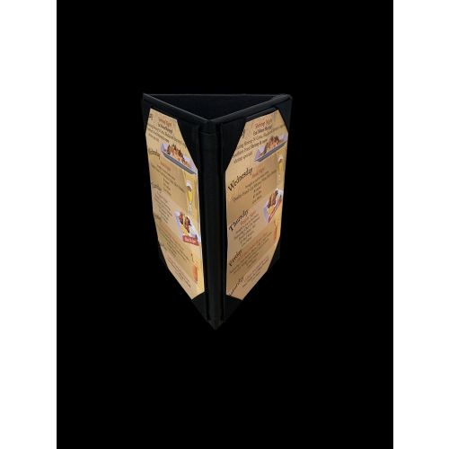Soporte para Tarjeta para Mesa, 3 Lado, Negro